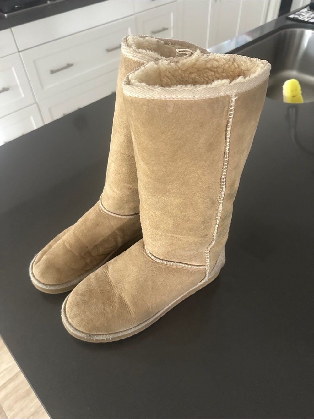 UGG Tall Chestnut Suede Shearling Boots